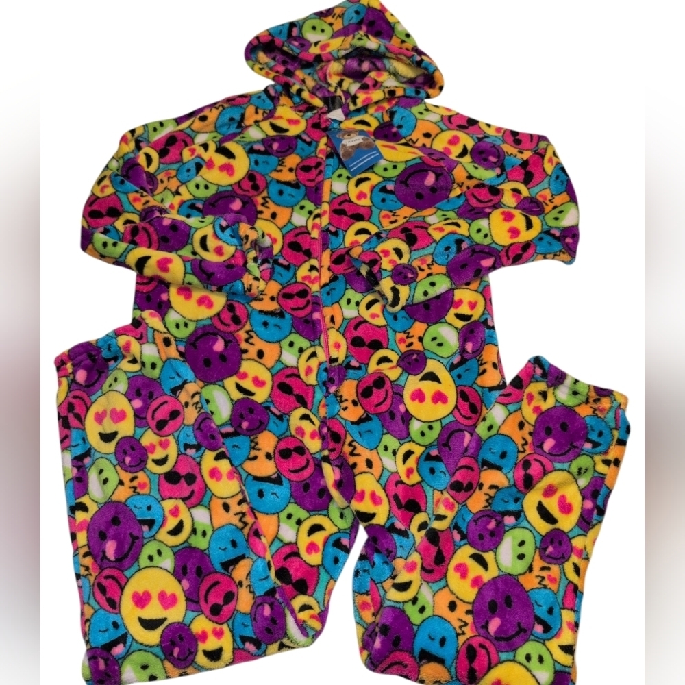 2/$20 Emoji Hooded Fleece Onesie